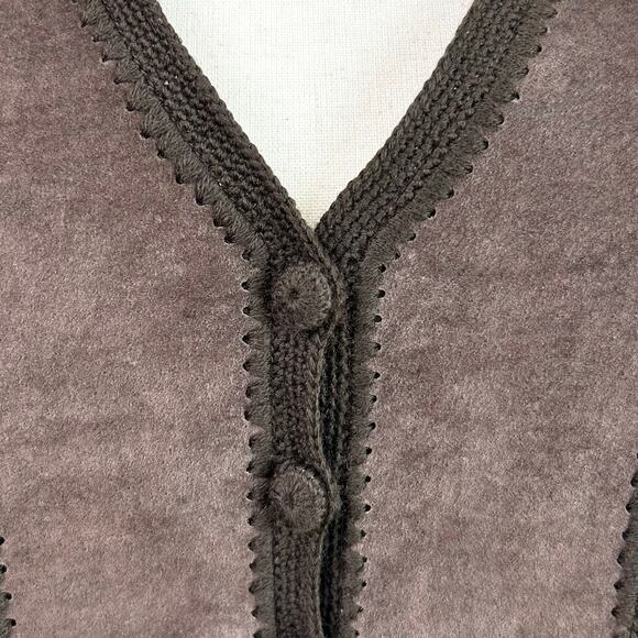 Liz Claiborne Vintage Genuine Suede Chocolate Brown V-Neck Vest - Picture 5 of 11